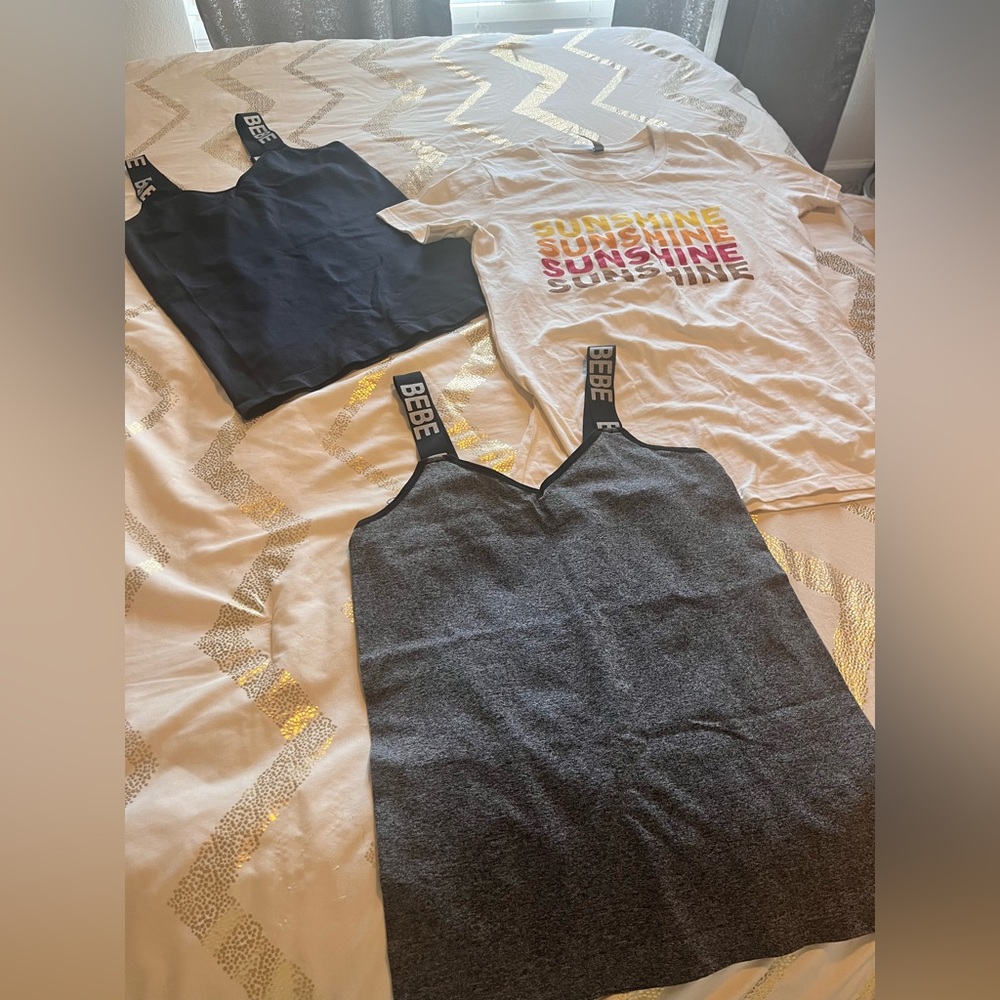 SOLD elsewhere! Bebe+ T-shirt bundle of tops.